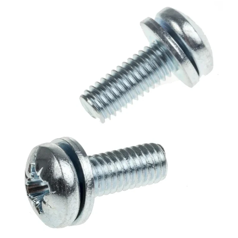 RS PRO 16 mm Bright Zinc Steel Pan Head Sems Screw with Spring Washer 279-284