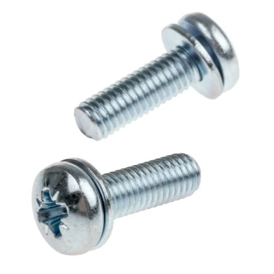 RS PRO 16 mm Bright Zinc Steel Pan Head Sems Screw with Spring Washer 279-240