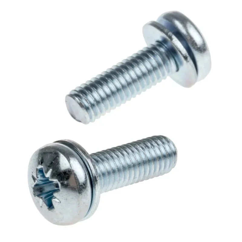 RS PRO 16 mm Bright Zinc Steel Pan Head Sems Screw with Spring Washer 279-240