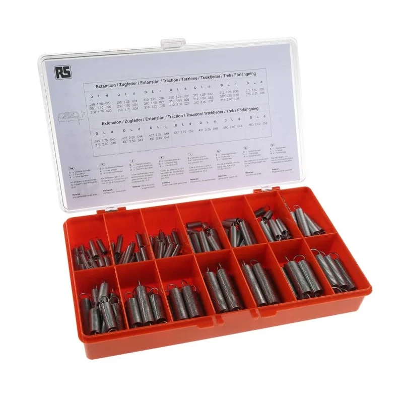 RS PRO Galvanised Music Wire Extension Spring Kit 142 Springs, Various Sizes 280-161