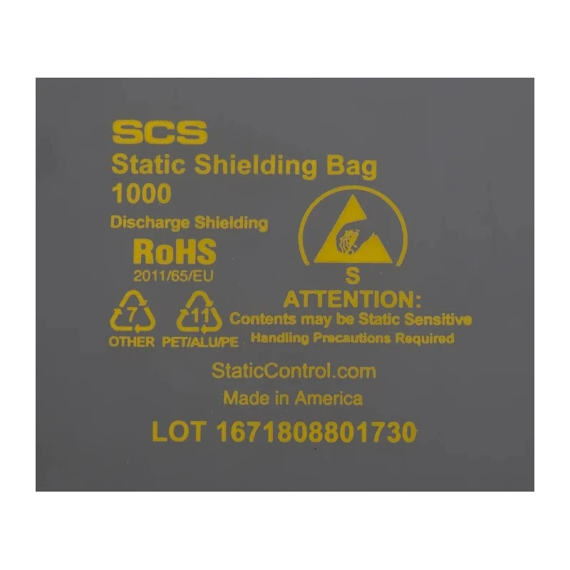 SCS Anti-Static Bag 356mm(W) x 508mm(L) Static Shielding, Dissipative, Clear, 0.07mm Thickness 1001420