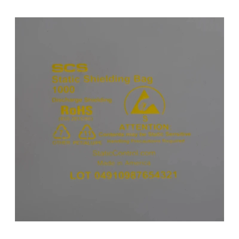 SCS Anti-Static Bag 406mm Width x 610mm Length Clear Dissipative Static Shielding 0.07mm Thickness 1001624