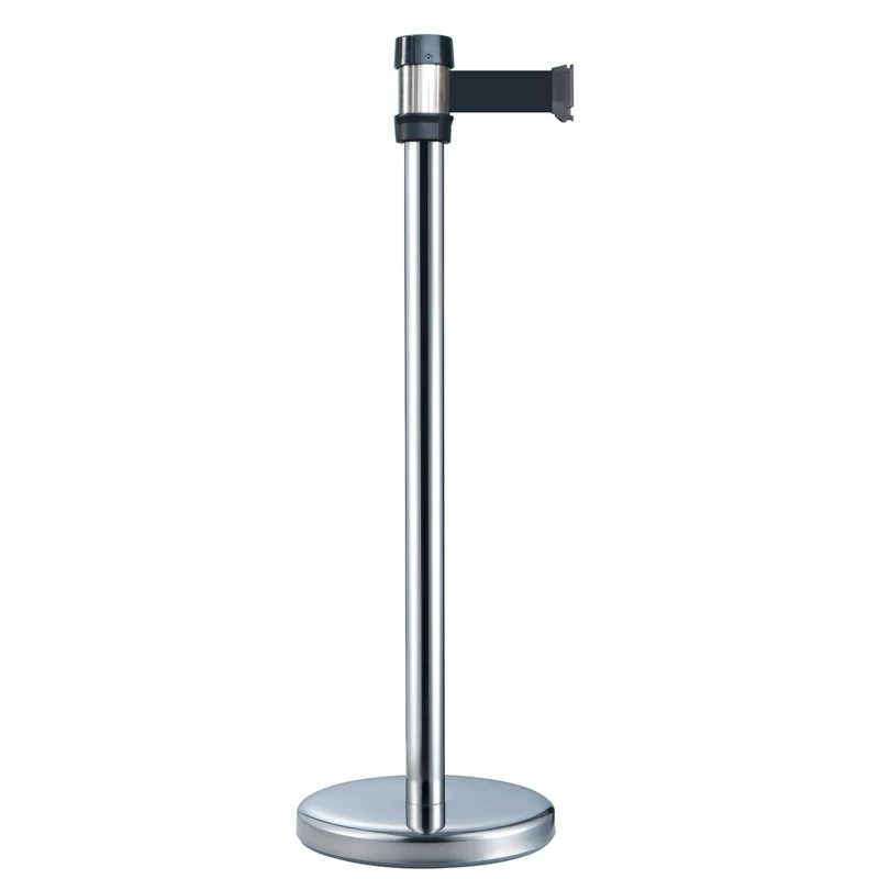 RS PRO Silver Strap Post Retractable Barrier, Black Tape Polypropylene, Polyester 2 m 174-5975