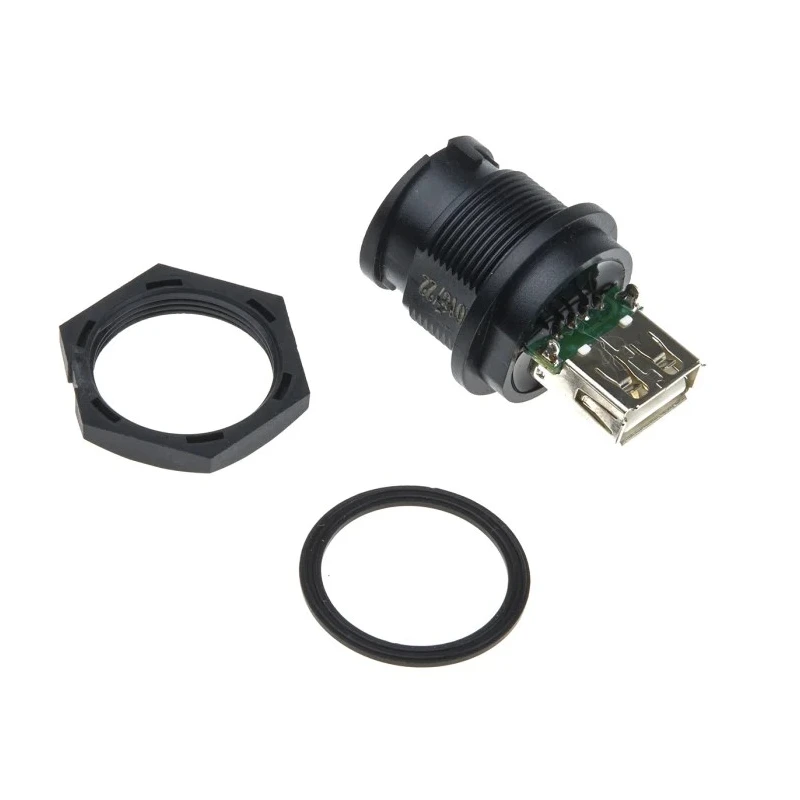 Amphenol Industrial Panel Mount USB Type A Connector Female, Straight Orientation, 1 Port, IP67, USB 2.0 UA-20PMFJ-NC7001