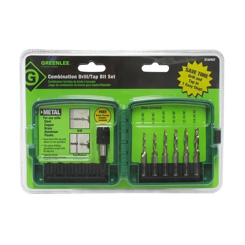 Greenlee Tap Set M3 x M10 Thread Drill/Tap Kit, HSS Material, 6 Pieces 50121510