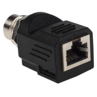 Amphenol Industrial Straight Circular Connector Adapter 1 Female 1 Male 1000V, 4A, Gold Plated Copper RJS-12D04FF-LS8001