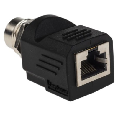 Amphenol Industrial Straight Circular Connector Adapter 1 Female 1 Male 1000V, 4A, Gold Plated Copper RJS-12D04FF-LS8001