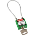 Brady Green Rugged Reinforced Nylon Body Lockout Keyed Padlock with Sheathed Steel Cable COMPACT CABLE PADLOCK GREEN 20CM KD