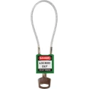 Brady Green Rugged Reinforced Nylon Body Lockout Keyed Padlock with Sheathed Steel Cable COMPACT CABLE PADLOCK GREEN 20CM KD