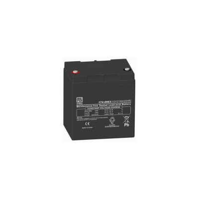RS PRO 12 V Sealed Lead Acid Battery T12 Terminal 27 Ah Capacity AGM Construction Flame Resistant 125mm x 175mm 174-8863