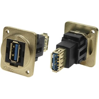 RS PRO Straight Panel Female/Female 2 Port USB Type A to A USB Connector USB 3.0 175-0148