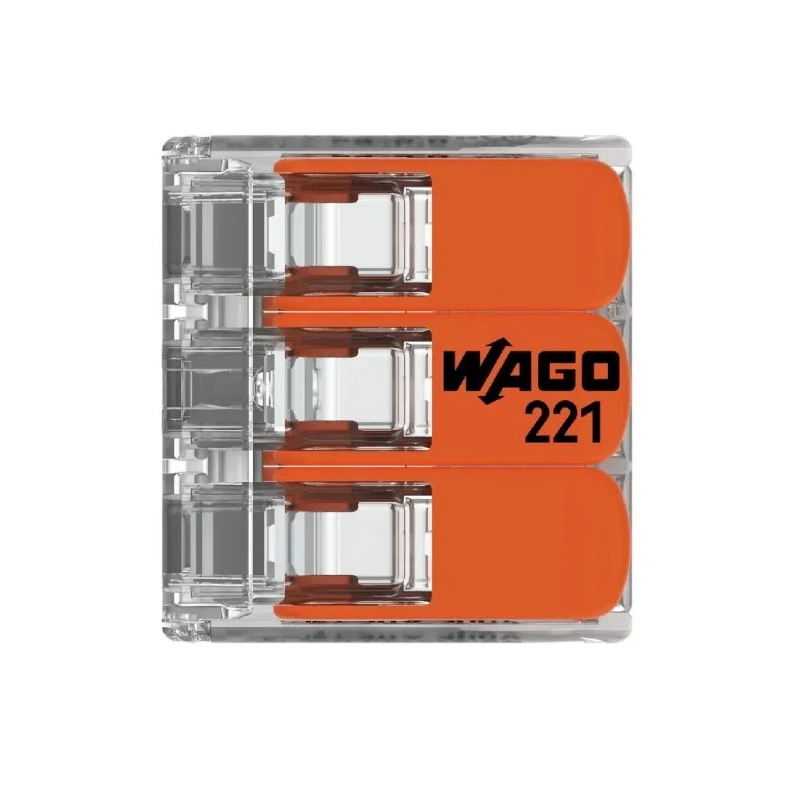WAGO 221 Series Lever Connector 3-Way 10AWG 20AWG Wire 41A Cage Clamp 221-613