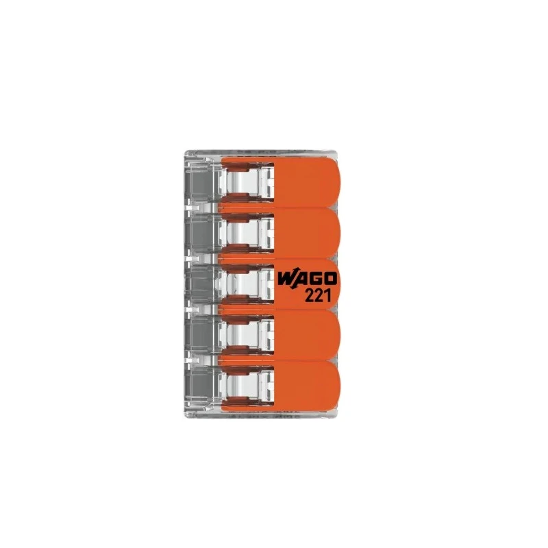 WAGO 221 Series Lever Connector 5-Way Terminal Block 450V 41A Cage Clamp 221-615