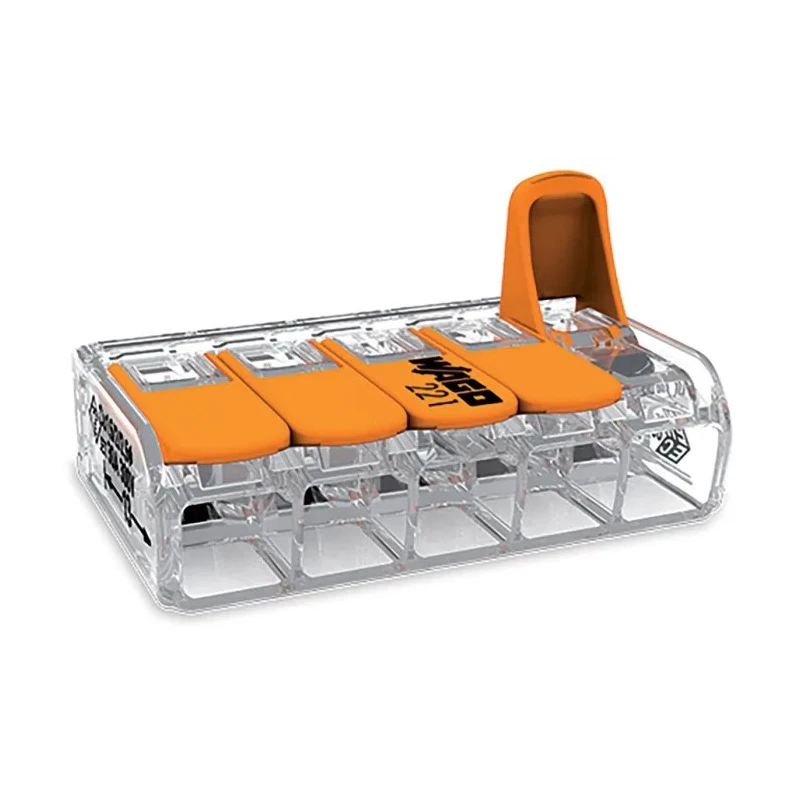 WAGO 221 Series Lever Connector 5-Way Terminal Block 450V 41A Cage Clamp 221-615