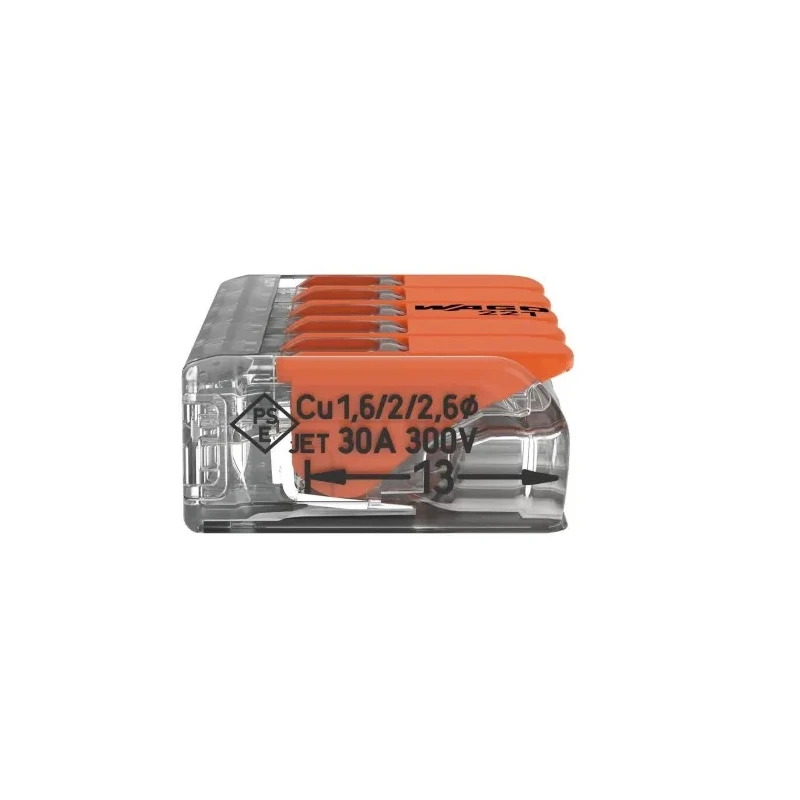 WAGO 221 Series Lever Connector 5-Way Terminal Block 450V 41A Cage Clamp 221-615