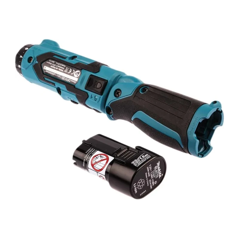 Makita 7.2 V Cordless Screwdriver, 5.6 Nm Torque, 650 rpm Speed, Brushed Motor, Hexagon Drive DF012DSE
