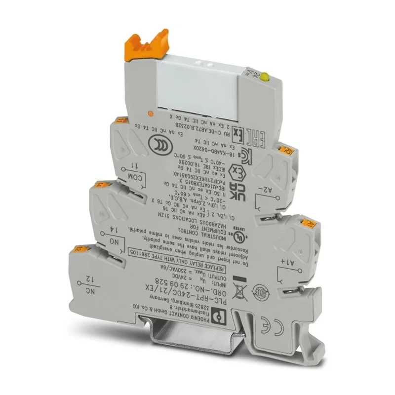 Phoenix Contact Electromechanical Interface Relay PLC-RPT-24DC/21/EX, DIN Rail Mount, 24V DC Coil, SPDT, 9mA Coil 2909528