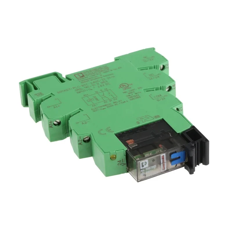 Phoenix Contact Electromechanical Interface Relay DIN Rail Mount 24V DC Coil DPDT 18mA 2910507