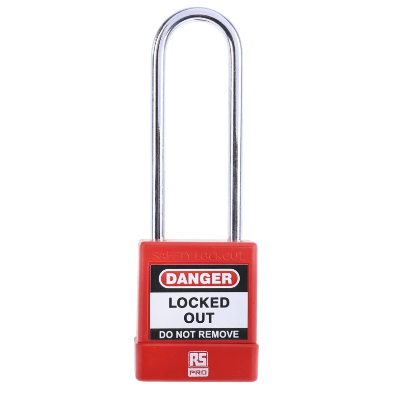 RS PRO Red 1-Lock Safety Lockout Padlock ABS Steel Shackle Diameter 5 mm Shackle Length 46 mm 175-1181