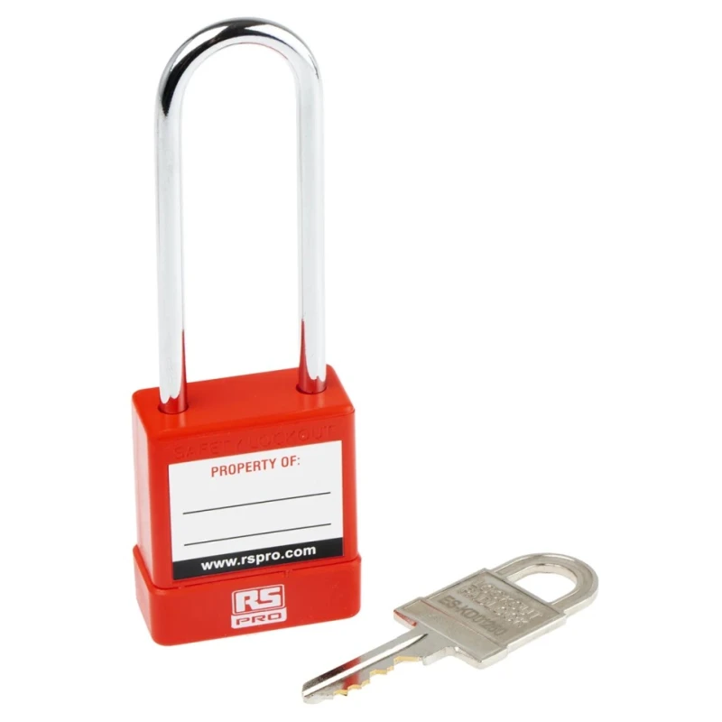 RS PRO Red 1-Lock Safety Lockout Padlock ABS Steel Shackle Diameter 5 mm Shackle Length 46 mm 175-1181