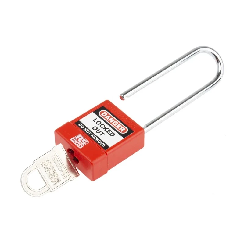 RS PRO Red 1-Lock Safety Lockout Padlock ABS Steel Shackle Diameter 5 mm Shackle Length 46 mm 175-1181