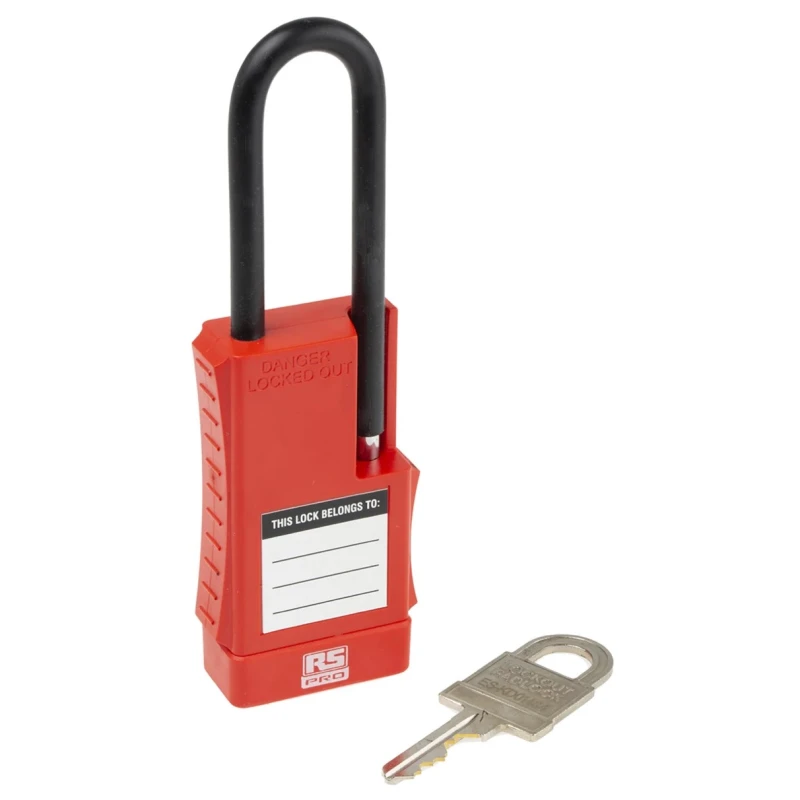 RS PRO Red 1-Lock Safety Lockout Padlock Polyvinyl Chloride ABS Steel Shackle Diameter 6mm Shackle Length 60mm 175-1186