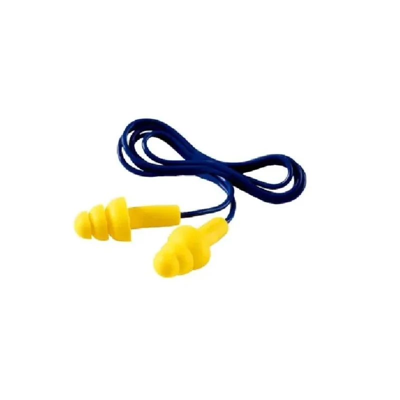 3M E.A.R Blue Yellow Reusable Corded Ear Plugs, Thermoplastic Elastomer, 29 dB Rated UF-01-000
