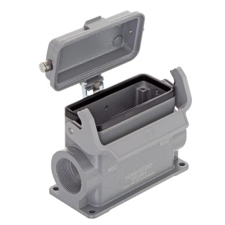HARTING Han B Range Heavy Duty Power Connector Housing Surface Mount Die Cast Aluminium IP65 1 Lever 16B 19300167297