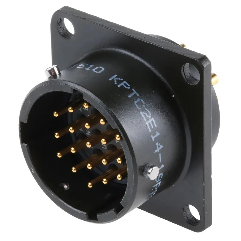 ITT Cannon Industrial Circular Connector Panel Mount Miniature Aluminum Alloy Housing 19 Contacts 7.5A 50V KPTC2E14-19P-F-MA