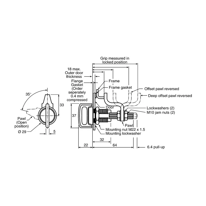 Southco Zinc, Steel Lockable Compression Latch 64 mm E3-17-25