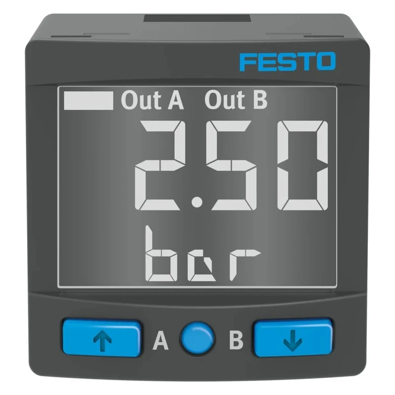 Festo Pneumatic Pressure Sensor 10 Bar 30V DC IP40 with Digital Display 