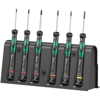 Wera Precision Screwdriver Set, 6-Piece, Tip Sizes 0.35 Slotted, 1 IPR (Torx Plus), Microstix, PH 0, PH 00, PH 05030181001