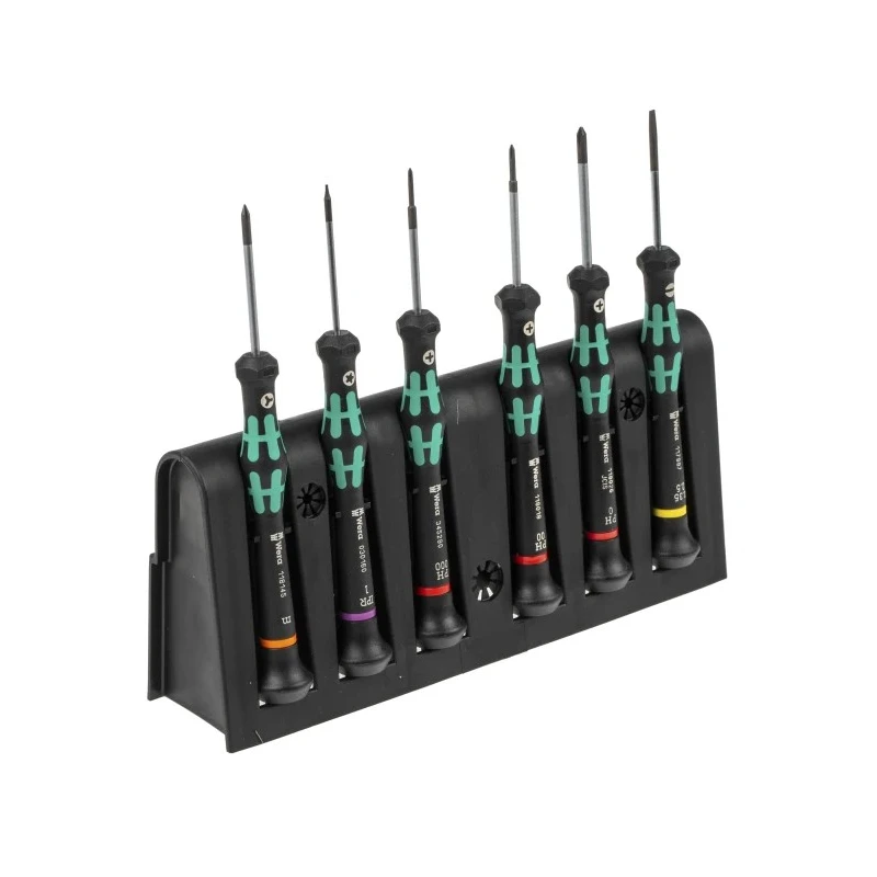 Wera Precision Screwdriver Set, 6-Piece, Tip Sizes 0.35 Slotted, 1 IPR (Torx Plus), Microstix, PH 0, PH 00, PH 05030181001