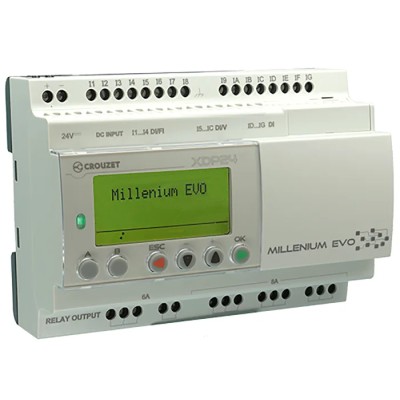 Crouzet Millenium Evo Series PLC CPU, 16 Digital Inputs, 8 Relay Outputs, RS485 Communication, Battery Backup 88975101