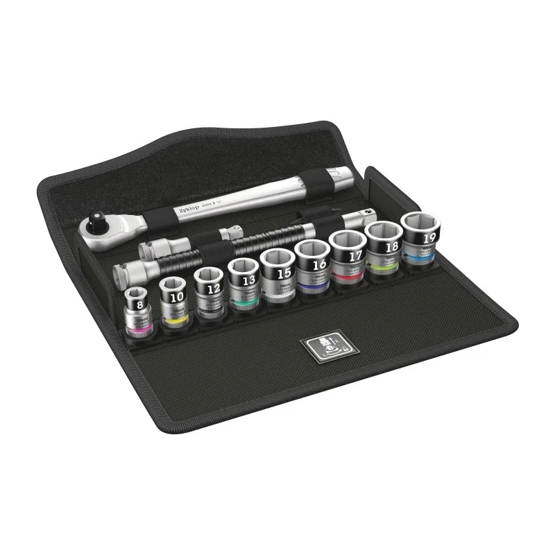 Wera 10-Piece 3/8 in Zyklop Socket Set with Ratchet and Extensions 05003785001