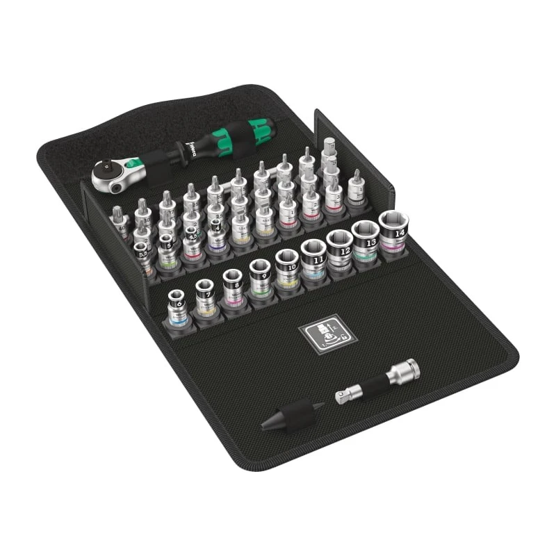 Wera 42-Piece 1/4 in Bit Socket Set Square Drive Socket Sizes 2-14 mm 05003755001