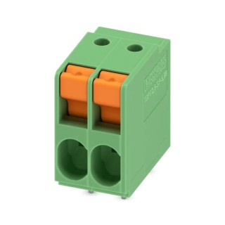 Phoenix Contact TDPT 2.5/ 2-SP-5.08 Series Straight Wave Soldering Mount PCB Terminal Block, 2 Contacts, 32 A, 400 1017503