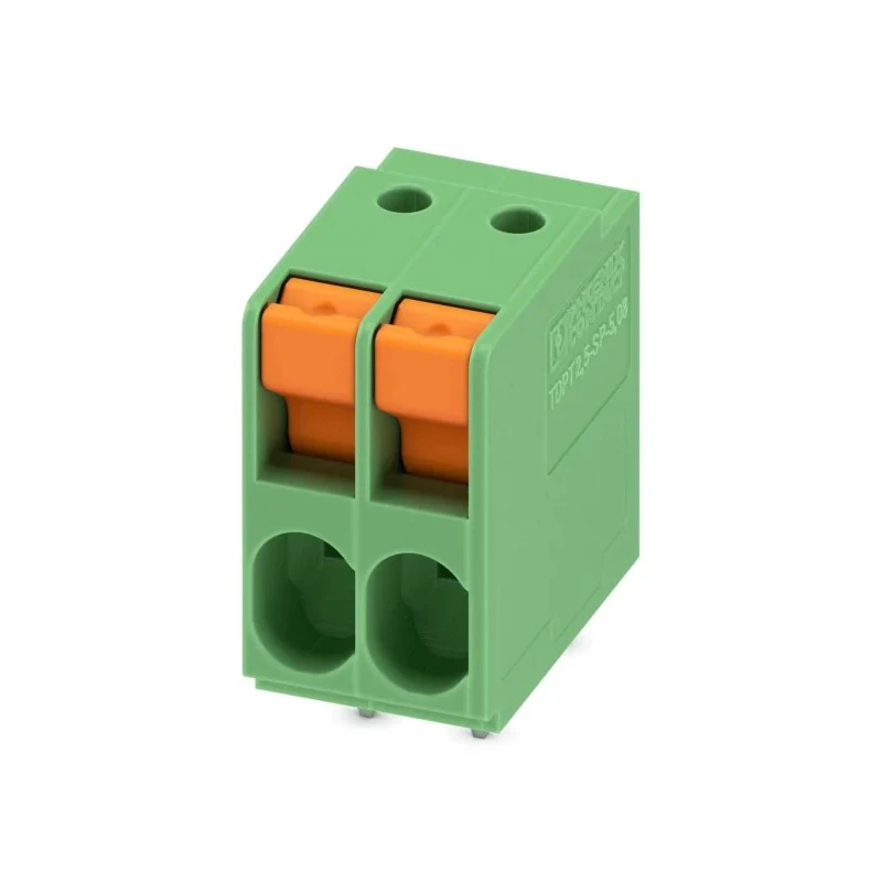 Phoenix Contact TDPT 2.5/ 2-SP-5.08 Series Straight Wave Soldering Mount PCB Terminal Block, 2 Contacts, 32 A, 400 1017503