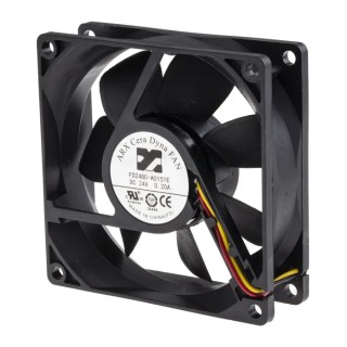 ARX CeraDyna Series Axial Fan 24V DC 3.84W 160mA Max 3200rpm 69m³/h IP20 80 mm x 80 mm x 25.4 mm 