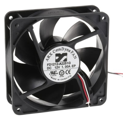ARX CeraDyna Series Axial Fan 12V DC 10.8W 900mA Max Air Flow 290.3m³/h IP20 120x120x38mm 