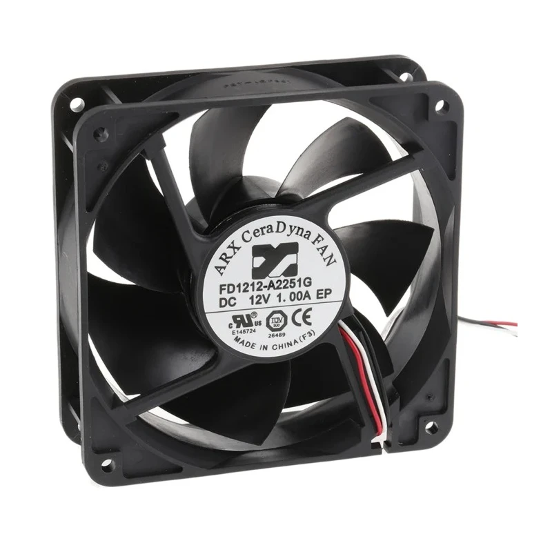ARX CeraDyna Series Axial Fan 12V DC 10.8W 900mA Max Air Flow 290.3m³/h IP20 120x120x38mm 