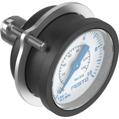 Festo 40 mm G 1/4 Threaded Pressure Gauge, 10 Bar Maximum Pressure, ABS Case, Back Entry Model FMA-40-10-1/4-EN