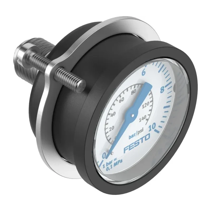 Festo 40 mm G 1/4 Threaded Pressure Gauge, 10 Bar Maximum Pressure, ABS Case, Back Entry Model FMA-40-10-1/4-EN