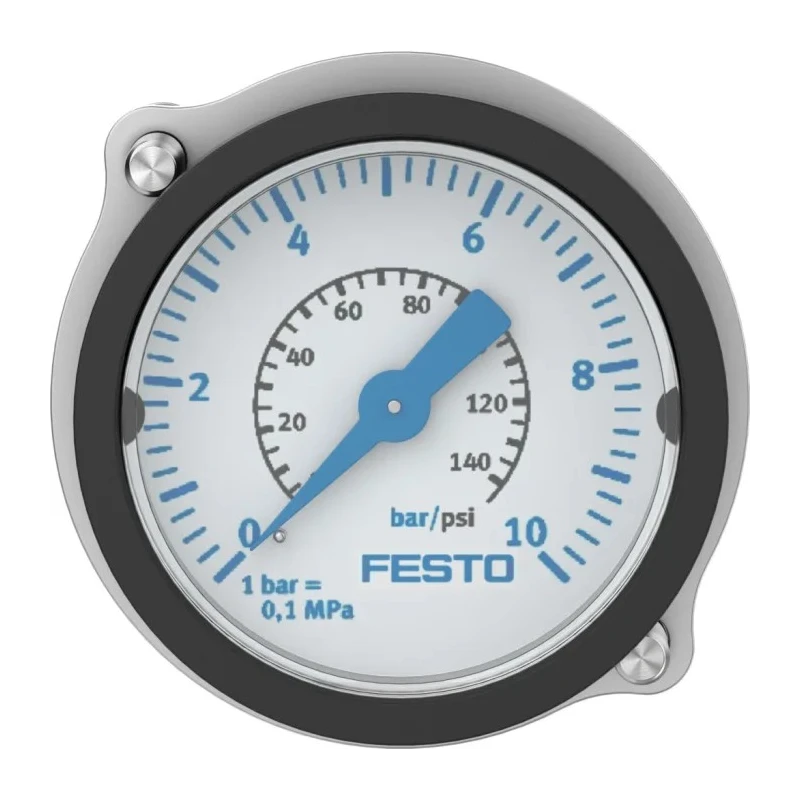 Festo 40 mm G 1/4 Threaded Pressure Gauge, 10 Bar Maximum Pressure, ABS Case, Back Entry Model FMA-40-10-1/4-EN