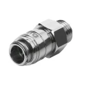 Festo Brass Pneumatic Quick Connect Coupling 1/8 in Male Thread, Nickel Plated, 12 Bar Maximum Pressure KD3-1/8-A