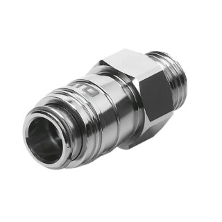 Festo Brass Pneumatic Quick Connect Coupling 1/8 in Male Thread, Nickel Plated, 12 Bar Maximum Pressure KD3-1/8-A