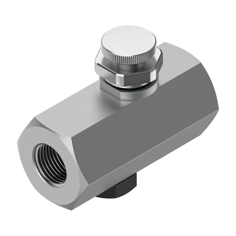 Festo GR Series Flow Controller Flow Valve G 1/4 Threaded, Aluminium Alloy, 2 Bar Max Pressure GR-1/4
