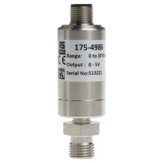 RS PRO Pressure Sensor 4 to 20 mA Output 0 bar to 10 bar Gauge/Sealed Stainless Steel Housing Threaded Mount Model 175-4986