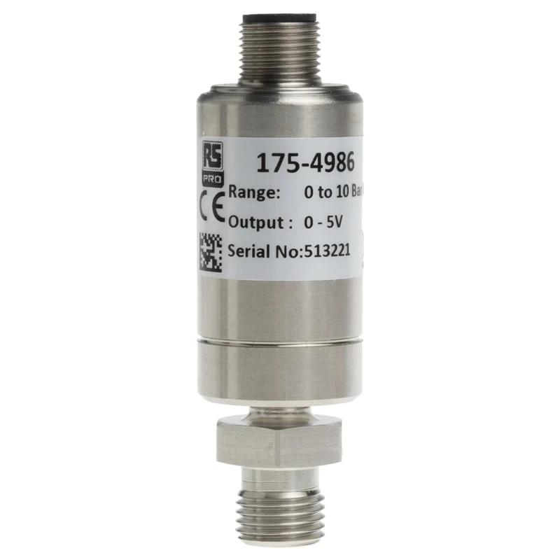 RS PRO Pressure Sensor 4 to 20 mA Output 0 bar to 10 bar Gauge/Sealed Stainless Steel Housing Threaded Mount Model 175-4986