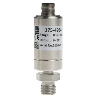RS PRO Industrial Threaded Pressure Sensor 0-1 bar Relative Reading 0.5 V or 4 to 20 mA Output 9-32V DC IP67 175-4984